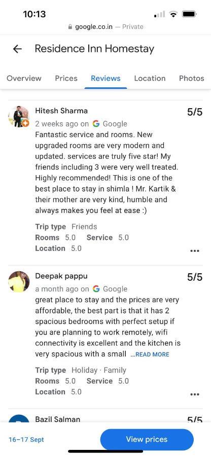 Residence Inn Homestay Σίμλα Εξωτερικό φωτογραφία
