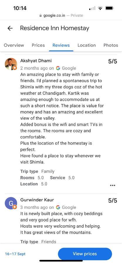 Residence Inn Homestay Σίμλα Εξωτερικό φωτογραφία